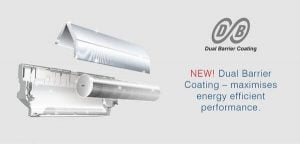 A graphic showing the new Dual Barrel Coating